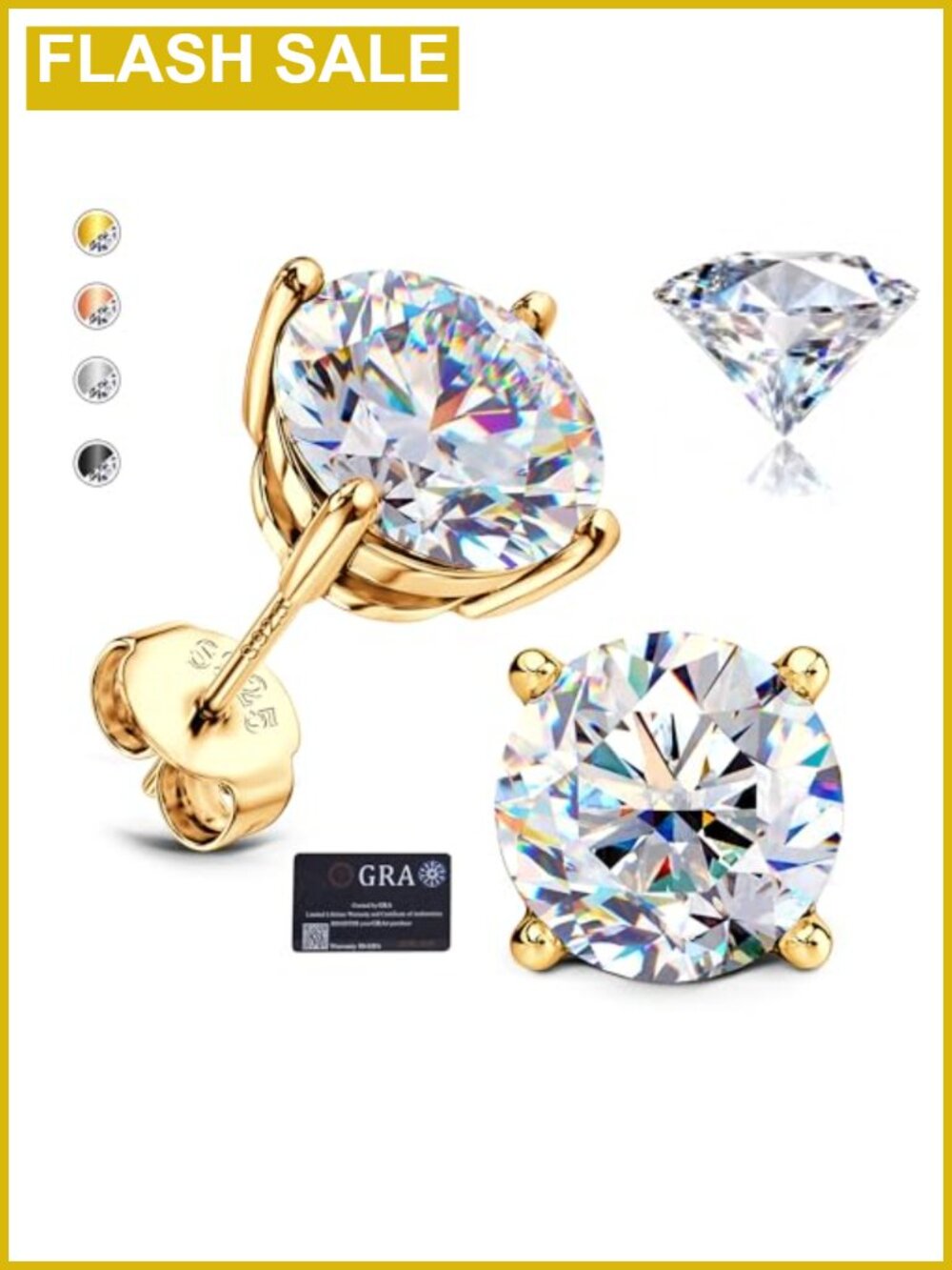 Moissanite Stud Earrings 925 Sterling Silver Hypoallergenic 1.5ct Round Prong